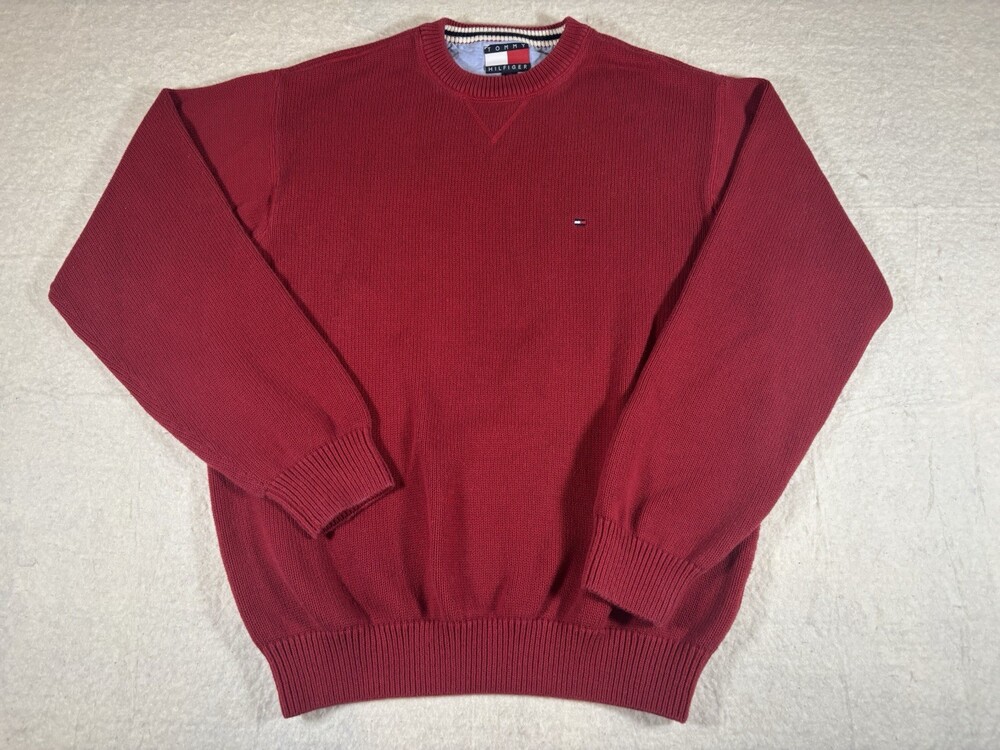 Tommy Hilfiger 100% Cotton Heavy Sweater Red  Size Large